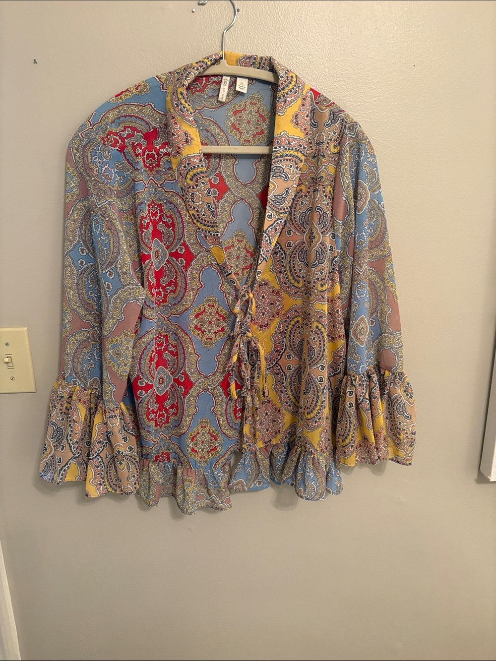 Cato Multicolor Paisley Print Blouse in Blue, Red & Yellow